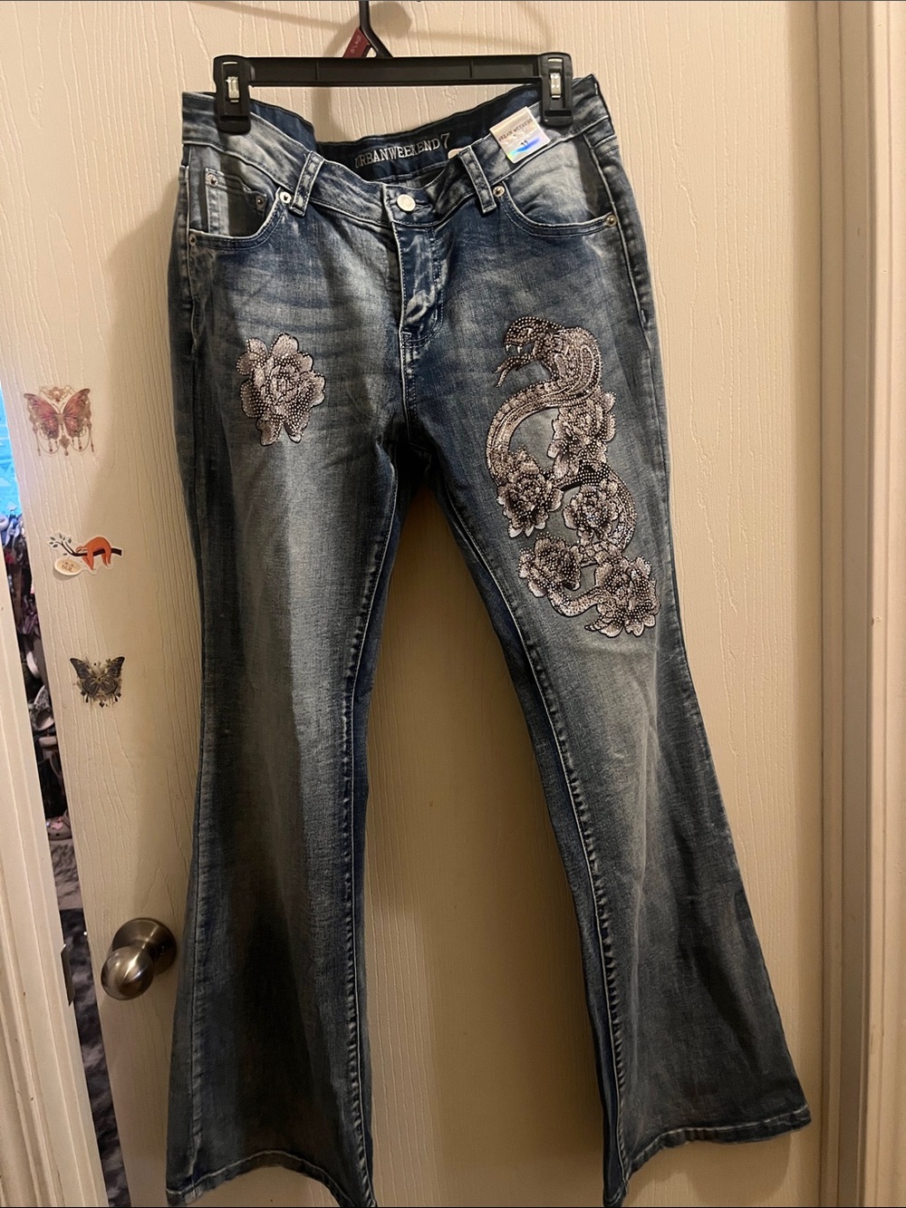 Embroidered Blue Women's Bootcut Jeans